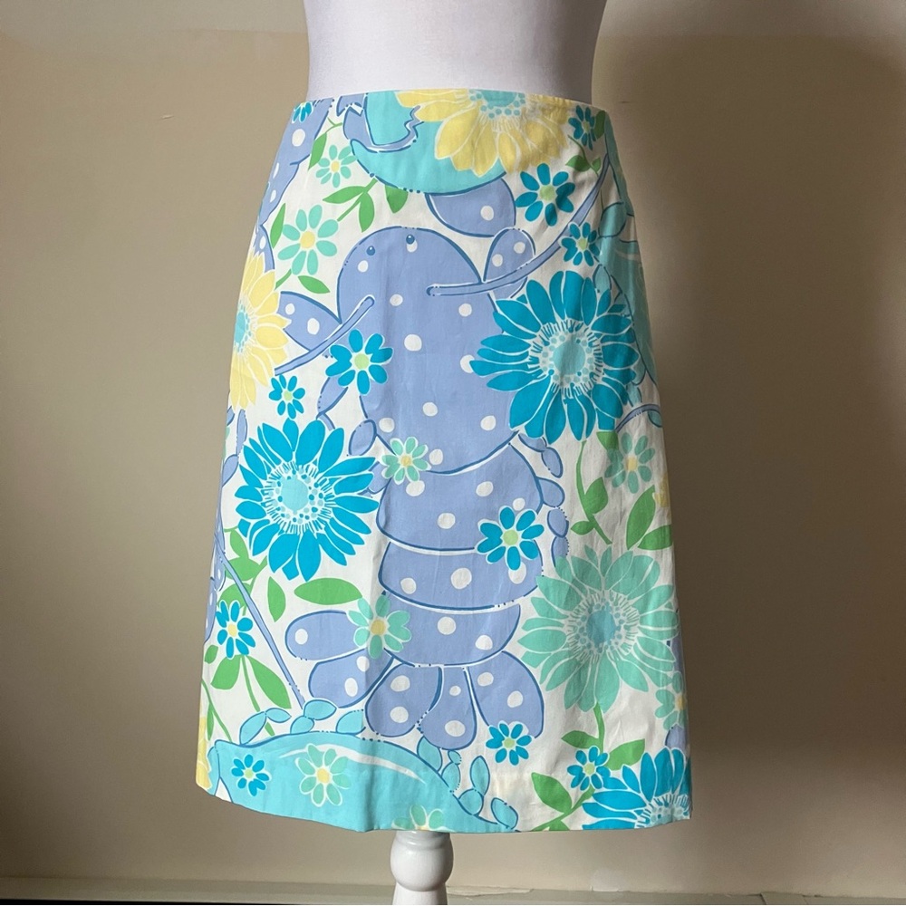 Vintage Lilly Pulitzer Purple Lobster Blue Floral Preppy Summer Skirt size 12 - Picture 1 of 7